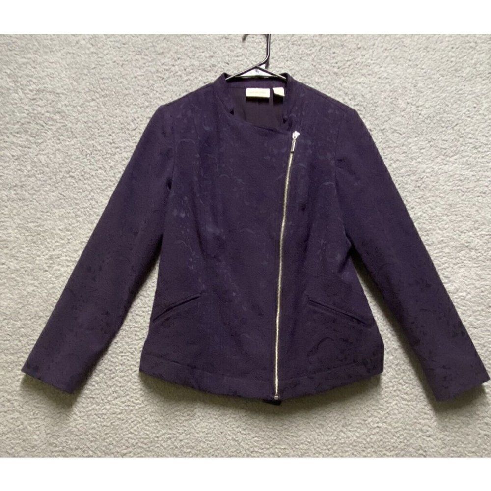CHICO'S Moto Cotton  Blend Jacket Purple Size 0 (small)